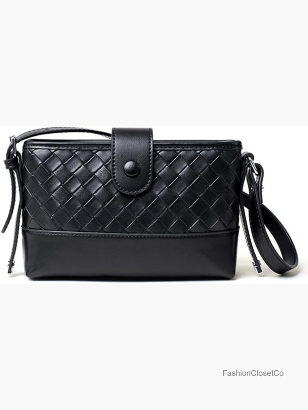 Woven Vegan Leather Crossbody Bag Mini Shoulder Purse